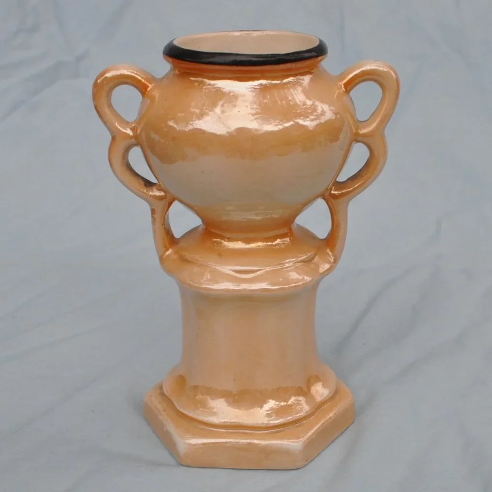 4 for $40 - vintage Czech peach lusterware vase (484w) - Picture 4 of 8